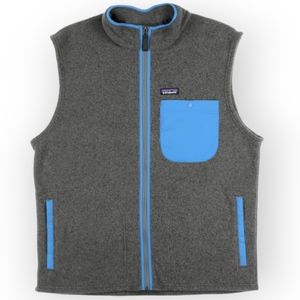 Patagonia Men's Synchilla Karsten Vest Nickel Grey Fleece w/ Blue Unisex Men XL